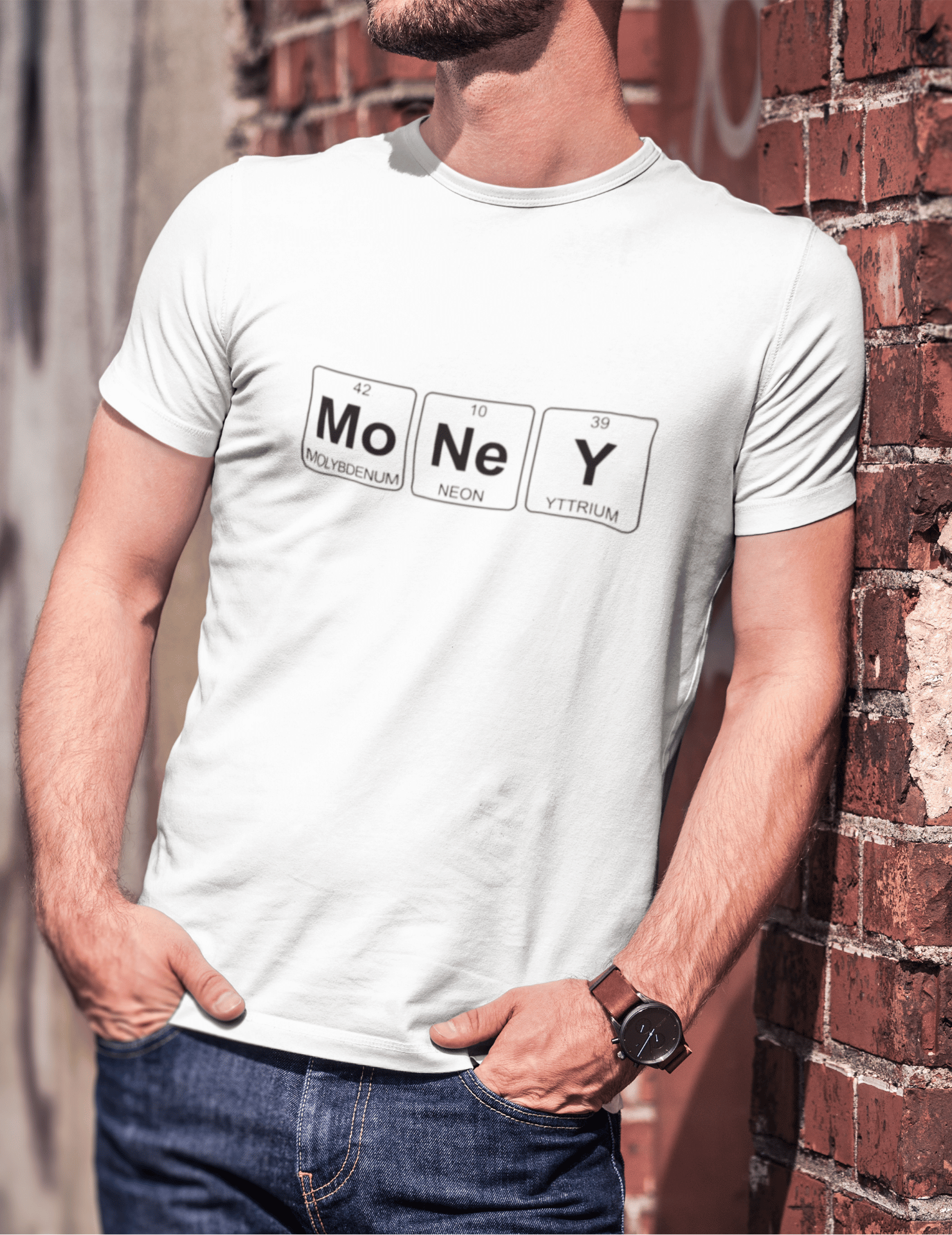 Casual MO NE Y Typography Round Neck Cotton T-Shirt - Relaxed Fit