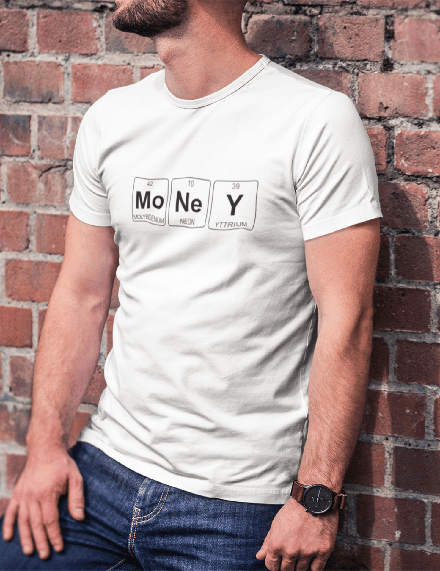 Casual MO NE Y Typography Round Neck Cotton T-Shirt - Relaxed Fit