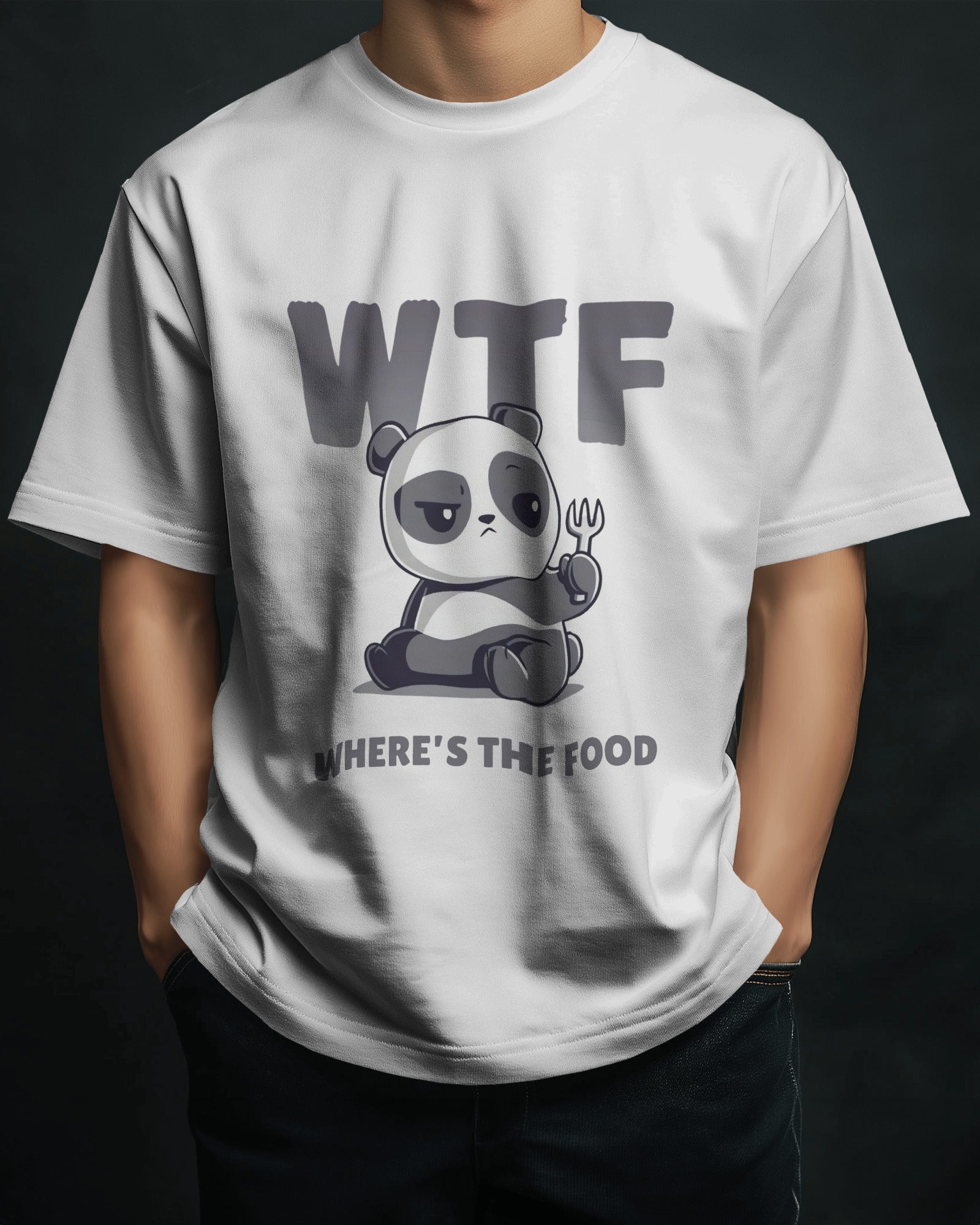 Panda Love Round Neck Graphic Cotton T-Shirt for Men