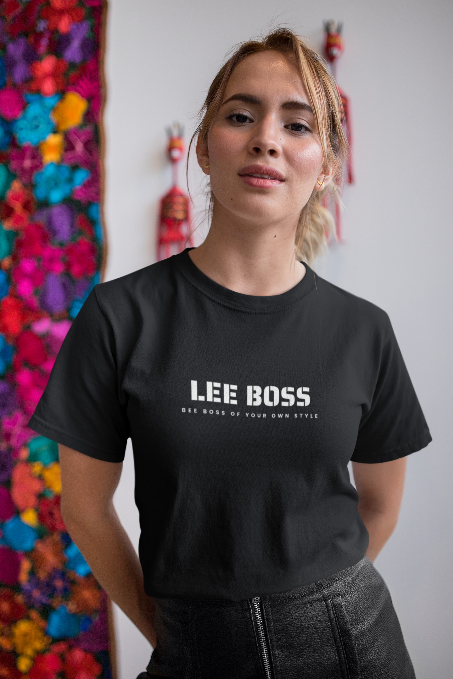 Lee Boss Classy Black Round Neck Cotton T-Shirt for Women