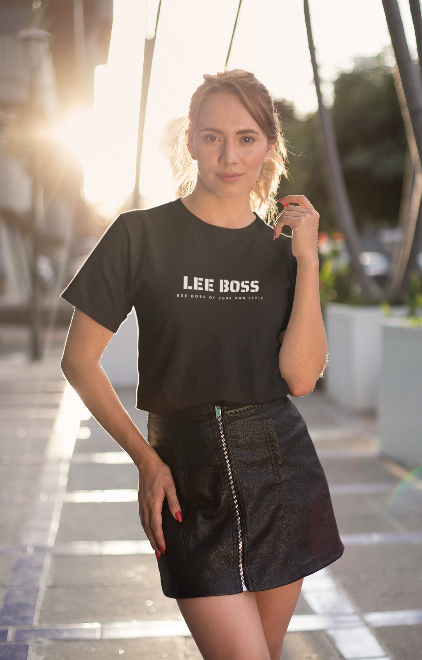 Lee Boss Classy Black Round Neck Cotton T-Shirt for Women