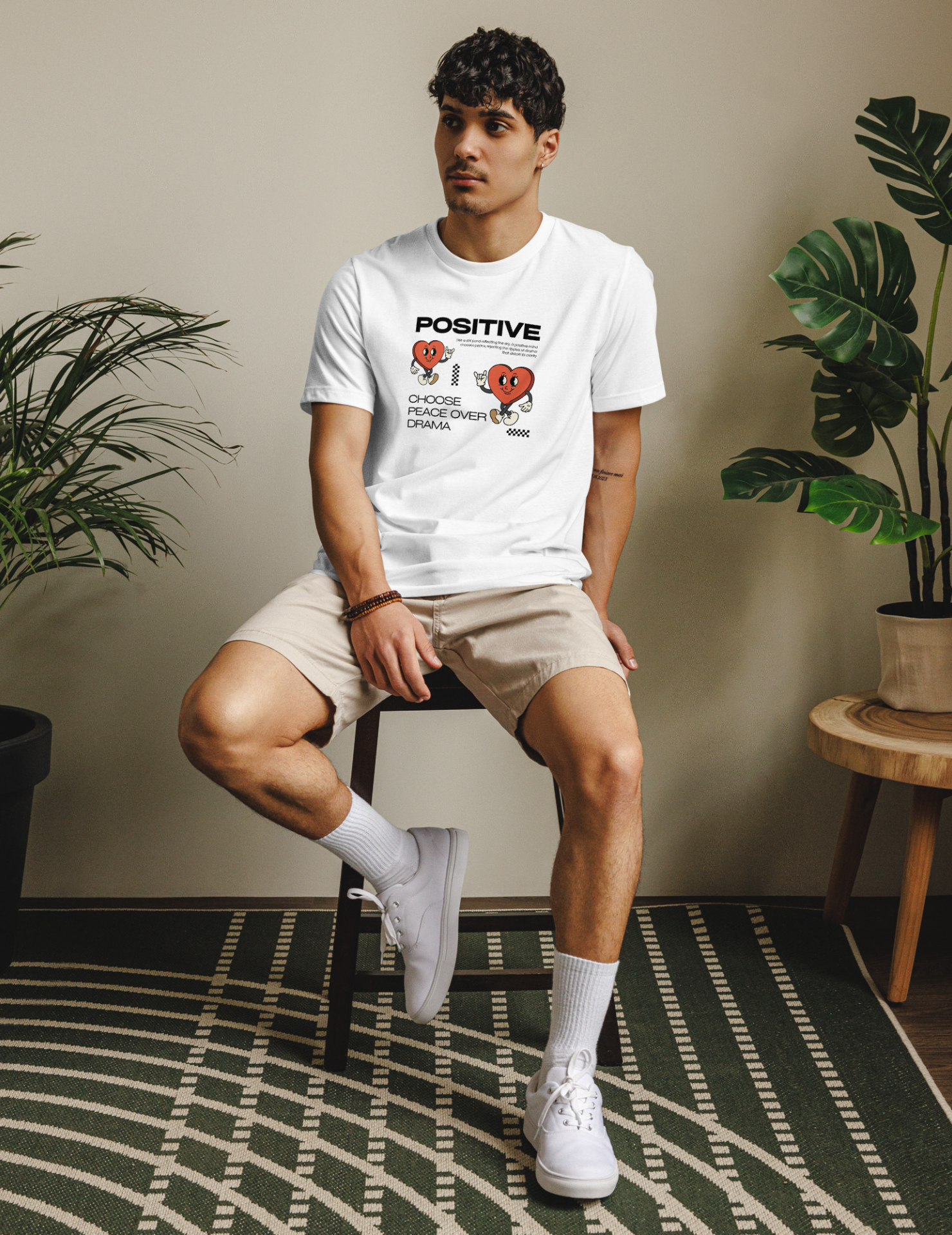 Positive Mindset Kawaii Graphic Tee for Men