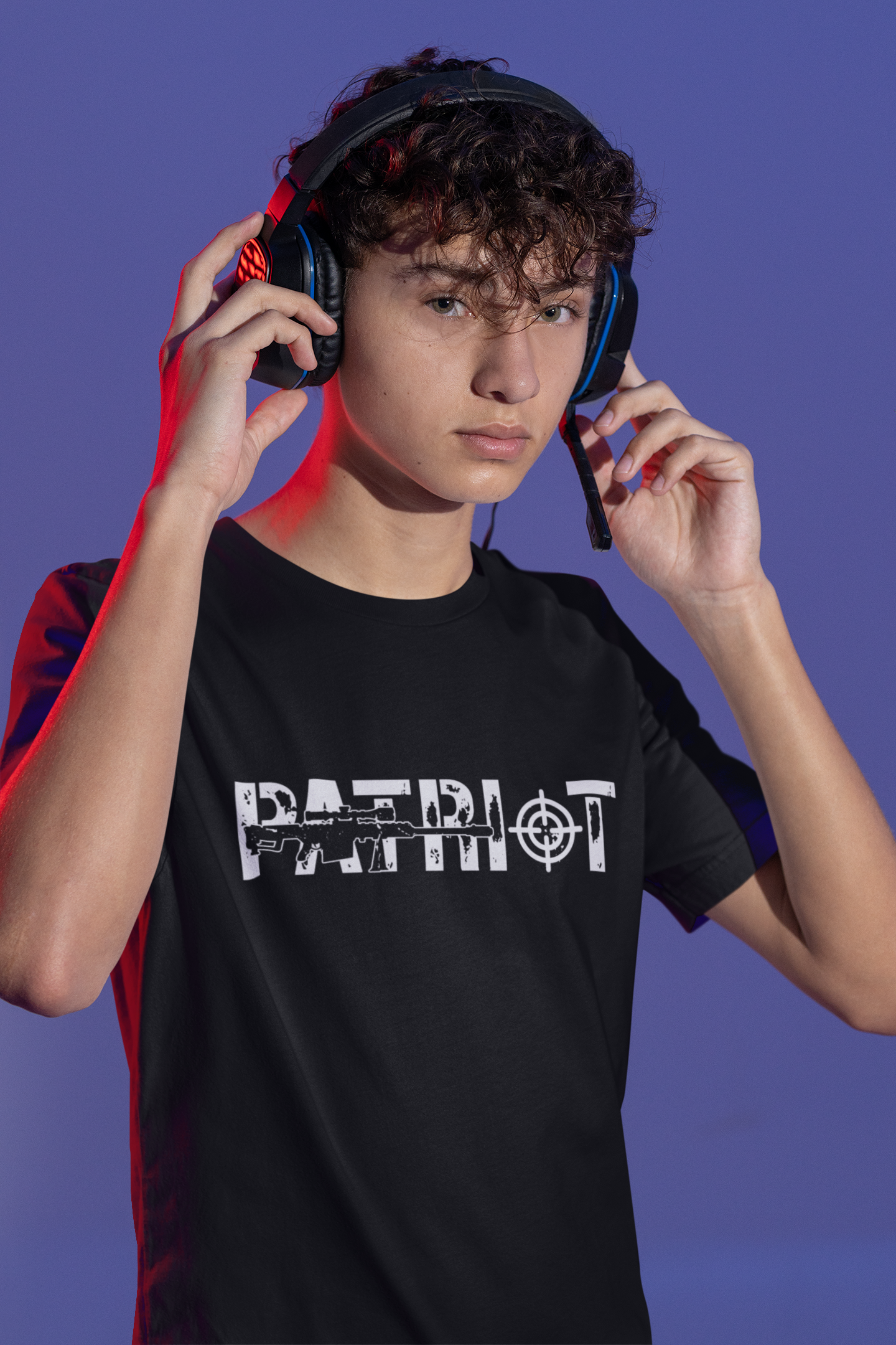 Round Neck Patriotic Gaming Graphic Print T-Shirt for Men